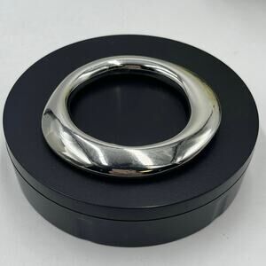 Ben-Amun Designer Handcrafted Large Silver‎ Sculpted Polished Slip On Bangle